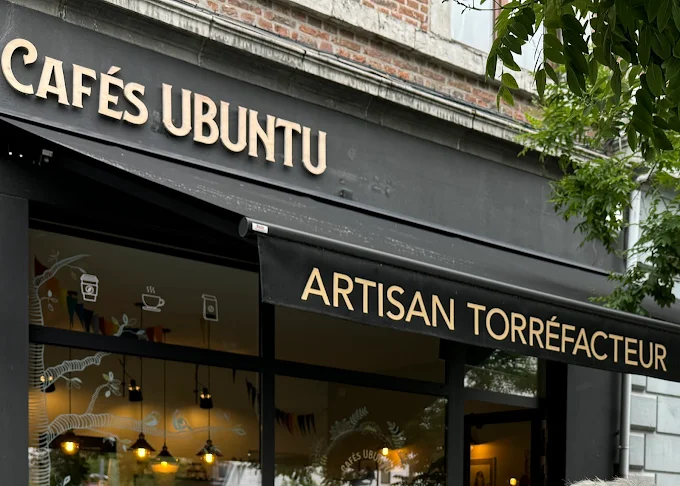 Enseigne du café Ubuntu à Liège.
